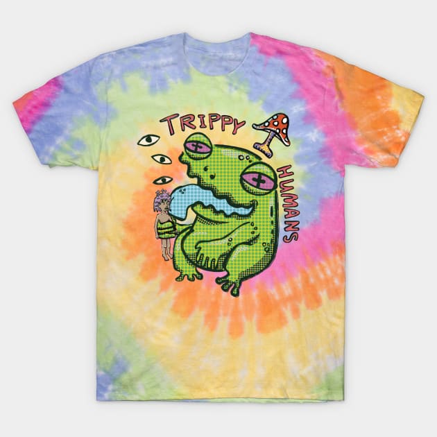 Trippy Humans Frog Lick T-Shirt by rainingdrawps